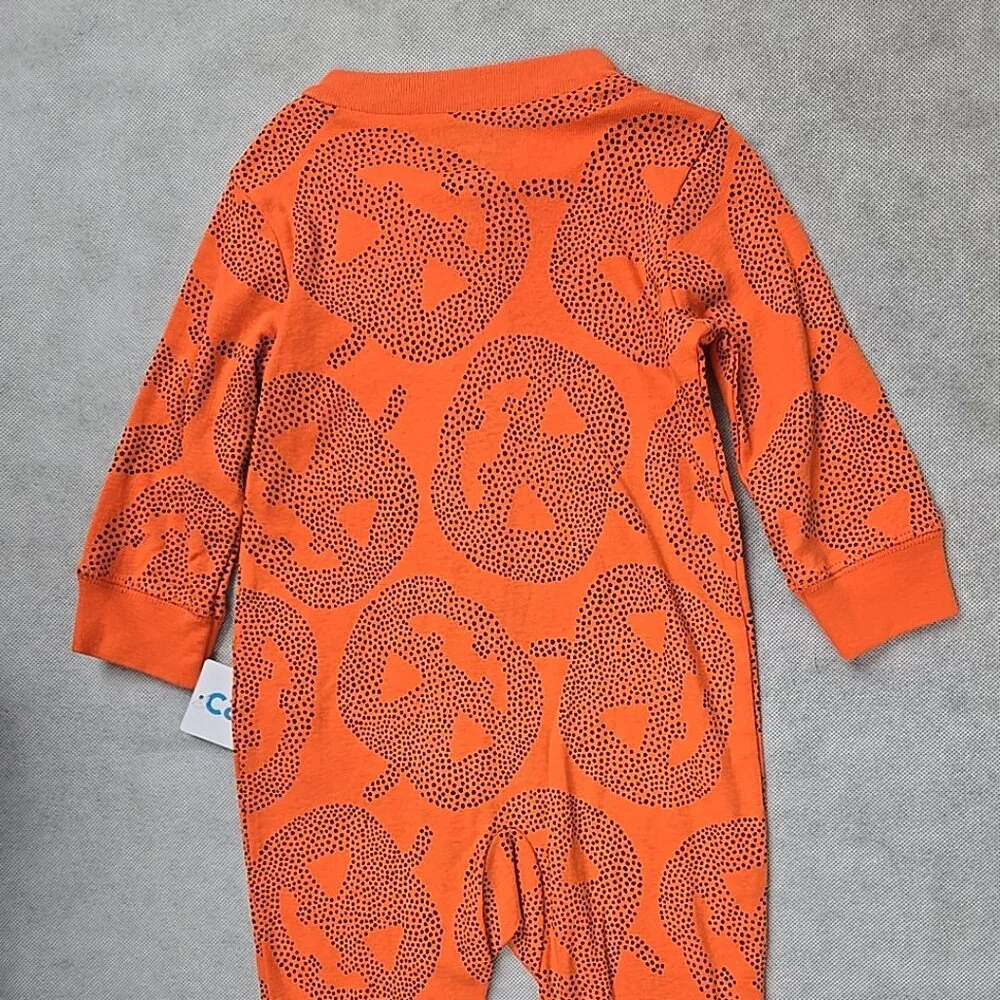 Carters Baby 6 mo Halloween Orange Long‎ Sleeve 1 piece Sleeper Pumpkin NEW